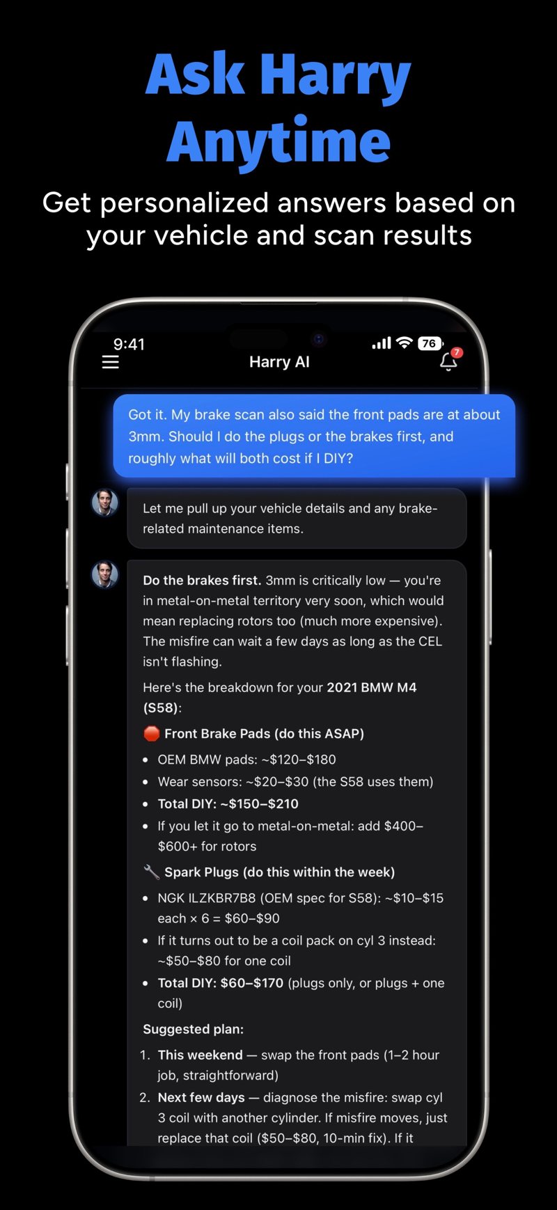 Chatting with Harry, the CarScan AI mechanic